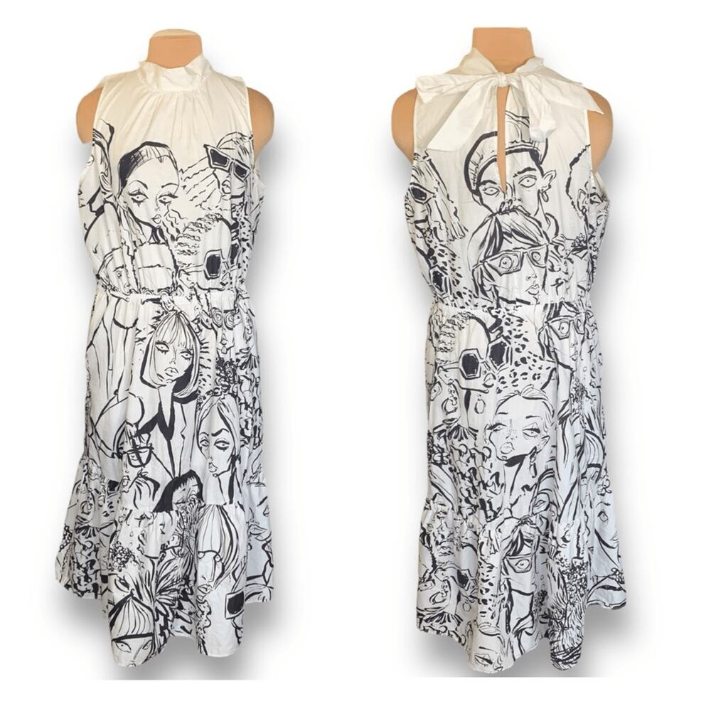 The Kit Jia Dress JLR Sketchbook White Ruffled Maxi Cutout Bow Detail Back Faces